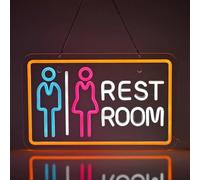 BedEuu Dimmable Toilet Neon Sign, 16in USB-Powered LED Wall Light for Bar, Pub, Bathroom, Game Room Decor, Cool Home & Office Art