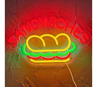BedEuu Sandwich Neon Sign - LED Wall Art for Restaurants, Cafes, Bars, Fast Food Shops, Man Caves & Parties - Cool Glowing Decor for Home & Business (15.7x9.4 Inches)