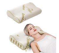 BedExp Bamboo Memory Foam Neck Pillow - 40x60cm Orthopedic Pillow for Side Sleepers - Ergonomic Cervical Pillow for Neck & Shoulder Pain - Anti Snore Contour Pillow (Large)
