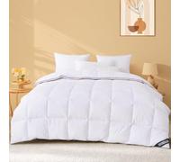 BedFabtasy Luxury Gusseted Feathers Down Duvet Single Size 7.5 Tog, 100% Organic Cotton Cover, 600TC, Breathable & Soft & Down Proof, Hotel Quality Single Quilt For Spring & Autumn, Machine Washable