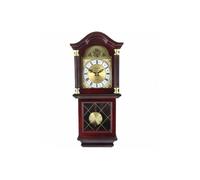 Bedford Clock Collection BED-7071 26 in. Antique Mahogany Cherry Oak Chiming Wall Clock with Roman Numerals