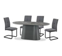 bedford sintered stone dining table with 6 chairs in dark grey