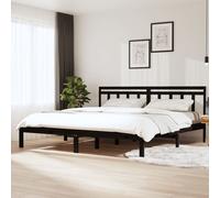 Bedframe Brown Solid Pine Wood European King 205.5x165.5cm Slatted Headboard
