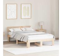 Bedframe Solid pine brown 140x190 cm Headboard Modern Natural Wood Sturdy Rustic [EEK: A]
