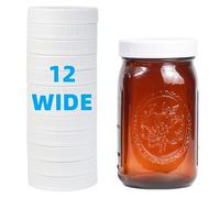 Bedgeta 12 Pack White Plastic Wide Mouth Mason Jar Lids with Silicone Rings, Plastic Mason Jar Lids for Ball, Kerr and More,86mm, Canning Lids