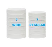 Bedgeta 14 Pack White Plastic Mason Jar Lids with Silicone Rings, 7 Wide Mouth & 7 Regular Mouth Canning Lids for Ball & Kerr and More, 86mm &70mm Plastic Mason Jar Lids