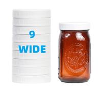 Bedgeta 9 Pack Upgraded White Wide Mouth Mason Jar Lids with Silicone Rings, for Ball, Kerr and More,86mm Plastic Mason Jar Lids