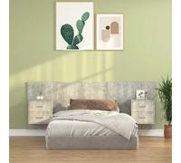 Bedhead Floating WallMounted Concrete Grey 217x32.5x80cm Engineered Wood Cabinet