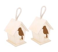 Bediffer 2Pcs Wooden Bird House Decorative Nesting Box for Garden Outdoor Birds Shelter 9.5x11.5x7.5cm