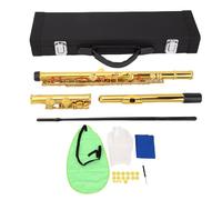 Bediffer C Flute 16 Keys Cupronickel Closed Hole Flute for Beginner Student Adult, Split E Key for Festive Parties, Gold