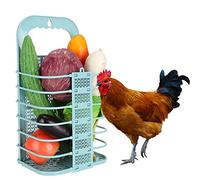 Bediffer Foldable Chicken Vegetable Basket Blue Space-Saving Feeder for Pet Chickens and Small Animals 37cm Height