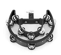 Bediffer Half Moon Tambourine Double Row Metal Jingles Musical Percussion Instrument for Drummers and Musicians Made of Eco-Friendly ABS (Black)