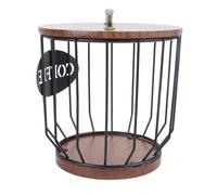 Bediffer Rustic Coffee Filter Holder with Lid for Stylish Coffee Bar Decor - Pine Wood and Black Metal, Large Capacity for 500 Filters (0291 C Black)