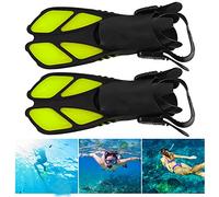 Bediffer Snorkel Fins Adjustable Long Diving Flippers Soft TPR for Comfortable Swimming Divers 2Pc Green (MD)