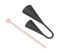 Bediffer Two Tone Agogo Bell Black Metal Percussion Instrument for Children with Wooden Stick, Cultivate Hands on Ability, for Concerts, Parties, Material
