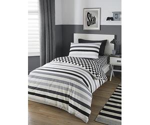 Bedlam Beckette Stripe Monochrome Duvet Cover Set Black