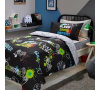 Bedlam - Black Gaming Duvet Cover - Single Bedding Size (200 x 140cm) - Glow in the Dark Bedding - Reversible (2 Designs) - Gaming Bedding - Gamer Duvet Cover in Black - Gaming Bedroom Accessories