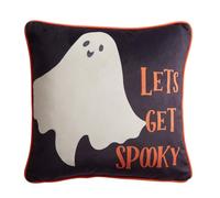Bedlam - Black & Orange Halloween Cushion (43 x 43cm) - Reversible (2 Colours) - Filling Included - Piped Edge- Halloween Ghost Cushion with Cover Included- Spooky Decorations