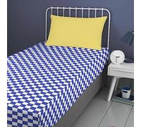 Bedlam Blue & White Checkered Single Fitted Sheet (190 x 90 x 25cm) - Tile Bed Sheet - Matching Duvet Cover Available