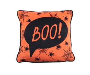 Bedlam Boo Luxe Velvet Orange Filled Cushion