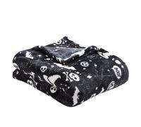 Bedlam Boo Plush Halloween Black Fleece Throw