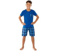 Bedlam Boy's Boys Short Check Pyjama Set in Cobalt | Size: 9 Years Bedlam Cobalt 9 Years