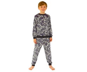 Bedlam Boy's Boys Soft Touch Velour Football Pyjamas in Grey | Size: 9-10 Years Bedlam Grey 9-10 Years