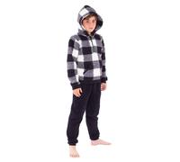 Bedlam Boy's Checked Teddy Fleece Lounge Set in Black | Size: 13-14 Years Bedlam Black 13-14 Years