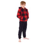Bedlam Boy's Checked Teddy Fleece Lounge Set in Red | Size: 13-14 Years Bedlam Red 13-14 Years