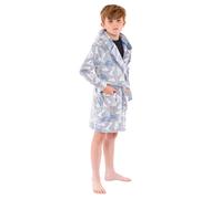 Bedlam Boy's Dinosaur Fleece Gown in Light Grey | Size: 8-9 Years Bedlam Light Grey 8-9 Years