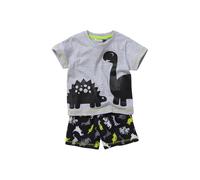 Bedlam Boy's Dinosaur Short Pyjama Set in Mid Grey | Size: 5-6 Years Bedlam Mid Grey 5-6 Years