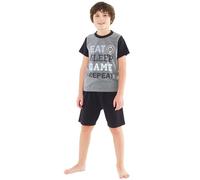 Bedlam Boy's Eat Sleep Game Pyjama Set in Charcoal | Size: 9-10 Years Bedlam Charcoal 9-10 Years