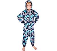 Bedlam Boys Girls Fleece Gaming Onesie Robe Gown Hooded UK Seller - Blue Printed Onesie - 15 Years