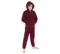 Bedlam Boy's Plain Teddy Fleece Lounge Set in Burgundy | Size: 11-12 Years Bedlam Burgundy 11-12 Years