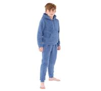 Bedlam Boy's Plain Teddy Fleece Lounge Set in Mid Blue | Size: 11-12 Years Bedlam Mid Blue 11-12 Years