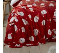 Bedlam Christmas Jolly Santa Fleece Throw, Red, 120 x 150 Cm