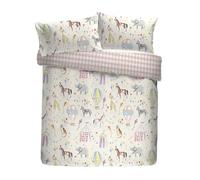 Bedlam Circus Time Duvet Cover Set, 100% Polyester, Single Size 140x200cm, Multi-Colour, Watercolour Circus Print, Reversible with Harlequin Pattern