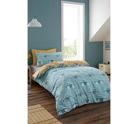 'Cool Cars' 100% Cotton Reversible Duvet Cover Set Bedlam Duck Egg Blue Single
