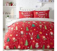 Bedlam 'Elf & Santa' Christmas Duvet Cover Set in Red | Size: Single Bedlam Red Single