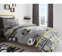 Bedlam - Football - Childrens Duvet Cover Set | Single Bed Size | Grey & Yellow Bedding