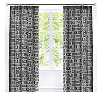 Bedlam Football Print Pencil Pleat Lined Curtains, Grey, 66 x 72 Inch
