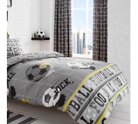 Bedlam Football Print Pencil Pleat Lined Curtains, Grey, 66 x 72 Inch