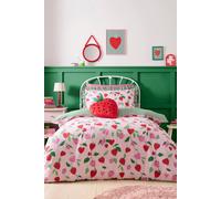 Bedlam 'Fun Strawberries' Easy Care Duvet Cover Set in Pink | Size: Single Bedlam Pink Single