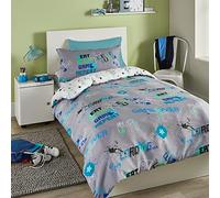 Game Glow Duvet Cover and Pillowcase Set Grey