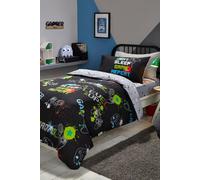 Bedlam - Black Gaming Duvet Cover - Single Bedding Size (200 x 140cm) - Glow in the Dark Bedding - Reversible (2 Designs) - Gaming Bedding - Gamer Duvet Cover in Black - Gaming Bedroom Accessories