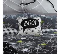 Bedlam - Black Halloween Spider Cushion (43 x 43cm) - Reversible (2 Colours) - Filling Included - Piped Edge/Trim - Cover and Insert Included - Halloween Decorations