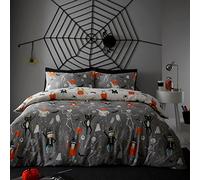 'Halloween Party' Childrens Bedroom Duvet Cover Set Bedlam Grey Single