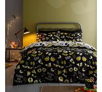 Bedlam - Halloween Spooky Eyes Duvet Cover - Single Bedding Size (140 x 200cm) - Reversible (2 Colours) - Glow in the Dark Duvet Cover - Creepy Monster Eyes Duvet Cover - Halloween Decorations