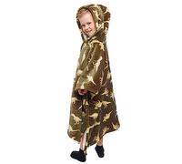 Bedlam, kids, children, girls, boys poncho, fleece hoodie, wearable throw, Polyester, Dino Green, 75 x 92.5cm
