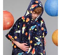 Bedlam, kids, children, girls, boys poncho, fleece hoodie, wearable throw, Polyester, Supersonic Blue, 75 x 92.5cm